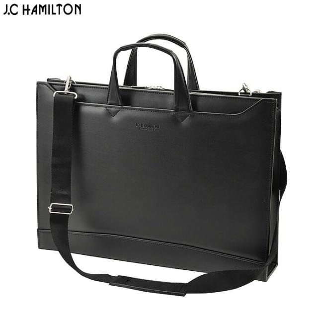 ビジネスバッグ ブリーフケース 日本製 豊岡製鞄 メンズ A3 大開き 牛革握り YKKファスナースマート スリム ビジネス 書類 通勤 黒 #22344 ジェイシーハミルトン J.C HAMILTON  hira39