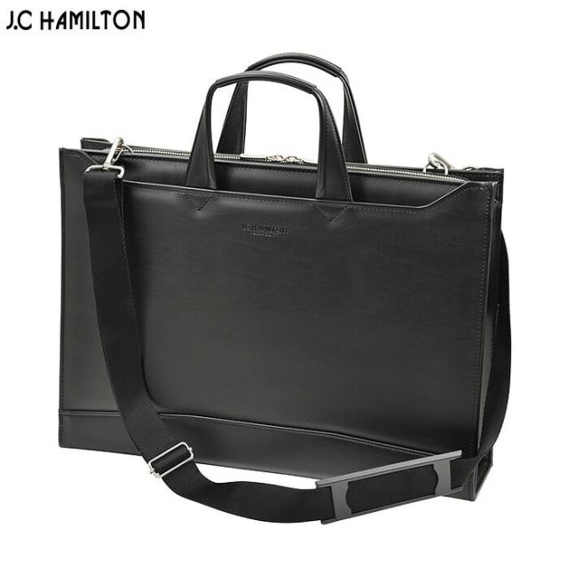 ビジネスバッグ ブリーフケース 日本製 豊岡製鞄 メンズ B4ファイル 大開き 牛革握り YKKファスナースマート スリム ビジネス 書類 通勤 黒 #22345 ジェイシーハミルトン J.C HAMILTON  hira39