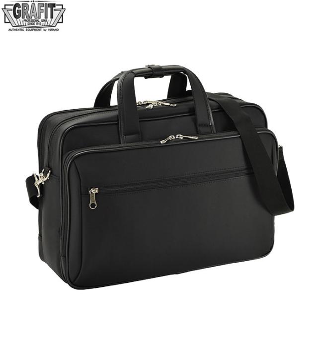 ビジネスバッグ ブリーフケース メンズ B4サイズ タブレット対応 キャリーバー通し 2室 抗菌 消臭 ケーブルホール ビジネス 通勤 出張 泊まり勤務 黒 #26664 グラフィット GRAFIT  hira39