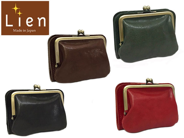 Lien リアン Lien リアン Lien リアン Lien リアン コルドレザーがま口二つ折り財布 日本製 LIL1201 9400603 yone29