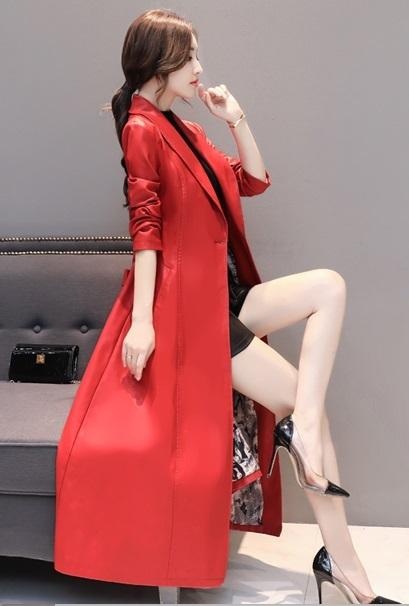 レディース アウター レザー コート ロング丈 ジャケット ベルト付き