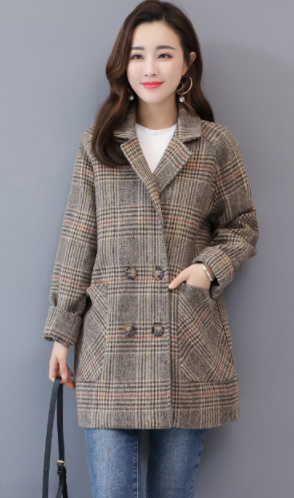 ジャケット スーツスモールウール チェック柄ジャケット 通勤 お出かけ 大人 上品 普段着 普段使い 着回し 大きいサイズ 大きめ デート プレゼント 冬 M  L  XL  XXL  カーキ