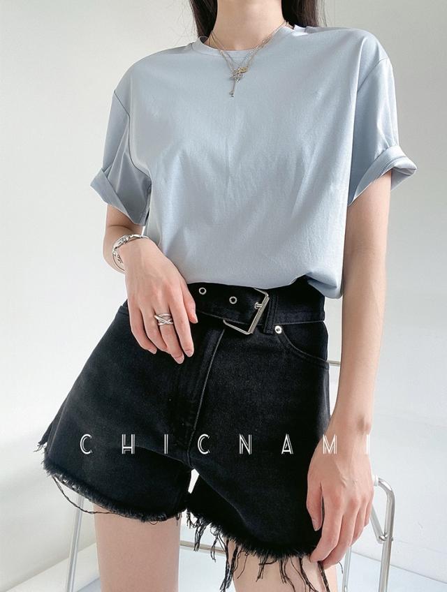 Tシャツ レディース 半袖 ゆったり 夏 トップス カットソー ラウンドネック 無地 シンプル 綿100％ 大人 お洒落 こなれ感 カジュアル ナチュラル ママ 通勤 通学 学生 お出かけ デート 旅行 休日 普段着 普段使い 重ね着 着回し_10