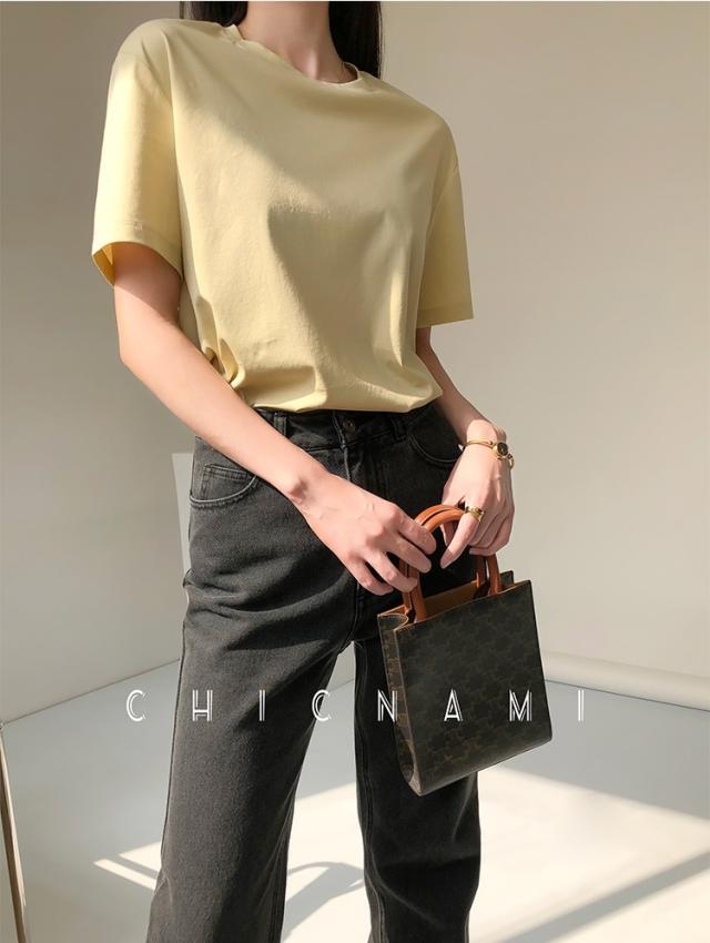 Tシャツ レディース 半袖 ゆったり 夏 トップス カットソー ラウンドネック 無地 シンプル 綿100％ 大人 お洒落 こなれ感 カジュアル ナチュラル ママ 通勤 通学 学生 お出かけ デート 旅行 休日 普段着 普段使い 重ね着 着回し_3