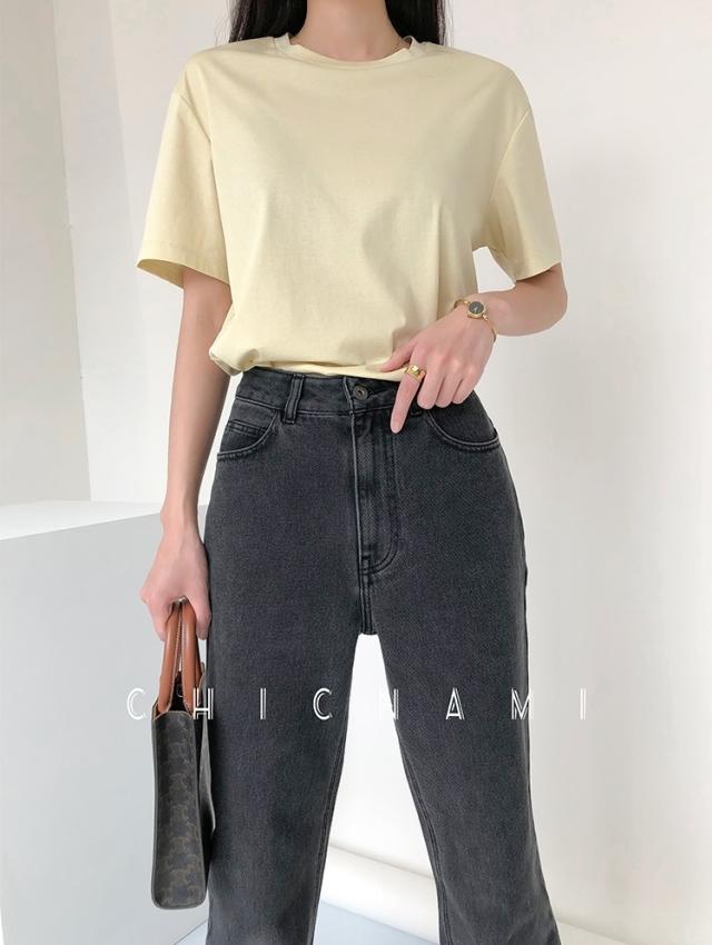 Tシャツ レディース 半袖 ゆったり 夏 トップス カットソー ラウンドネック 無地 シンプル 綿100％ 大人 お洒落 こなれ感 カジュアル ナチュラル ママ 通勤 通学 学生 お出かけ デート 旅行 休日 普段着 普段使い 重ね着 着回し_5