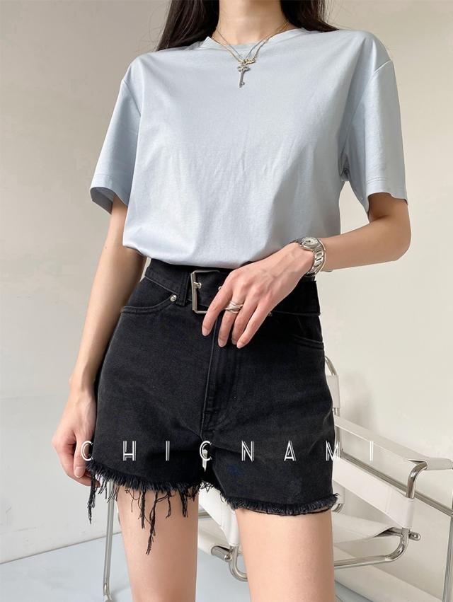 Tシャツ レディース 半袖 ゆったり 夏 トップス カットソー ラウンドネック 無地 シンプル 綿100％ 大人 お洒落 こなれ感 カジュアル ナチュラル ママ 通勤 通学 学生 お出かけ デート 旅行 休日 普段着 普段使い 重ね着 着回し_8