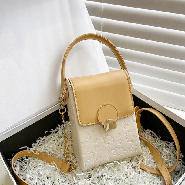 ミニショルダー バッグ レディース ショルダー 小さめ ミニ カバン 春 夏 秋 冬 PU レザー 斜め掛け ハンド 2way スクエア バイカラー 型押し 柄 ゴールド チェーン お洒落 個性的 カジュアル 大人 可愛い 通勤 通学 学生 お出かけ デート 4色展開 ブラック 黒 ホワイト 白