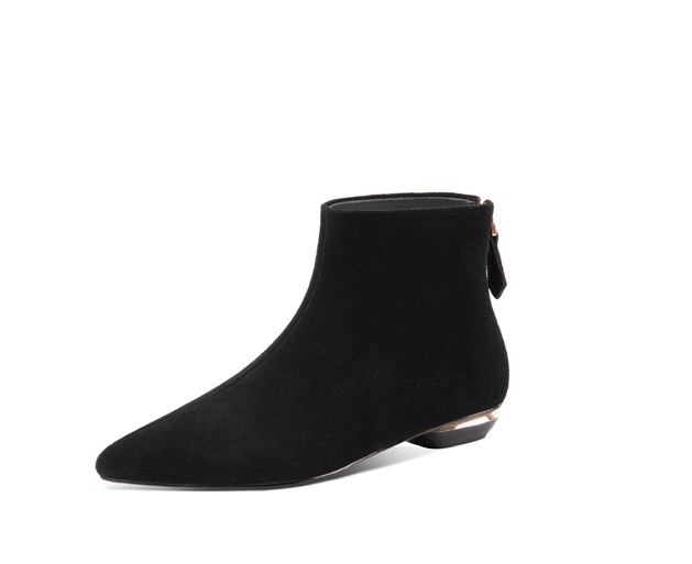 ショート ブーツ スエード PU レザー レディース 黒 無地 小さいサイズ 22.0cm 22.5cm ポインテッドトゥ アンクル  ローヒール 背面ジッパー ファスナー シンプル カジュアル 歩きやすい 履きやすい 定番 大人 可愛い きれいめ お洒落 通勤 通学 学生 お散歩 デート 春 秋 冬