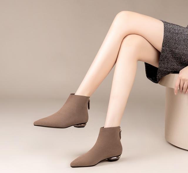 ショート ブーツ スエード PU レザー レディース 黒 無地 小さいサイズ 22.0cm 22.5cm ポインテッドトゥ アンクル  ローヒール 背面ジッパー ファスナー シンプル カジュアル 歩きやすい 履きやすい 定番 大人 可愛い きれいめ お洒落 通勤 通学 学生 お散歩 デート 春 秋 冬