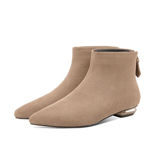 ショート ブーツ スエード PU レザー レディース 黒 無地 小さいサイズ 22.0cm 22.5cm ポインテッドトゥ アンクル  ローヒール 背面ジッパー ファスナー シンプル カジュアル 歩きやすい 履きやすい 定番 大人 可愛い きれいめ お洒落 通勤 通学 学生 お散歩 デート 春 秋 冬