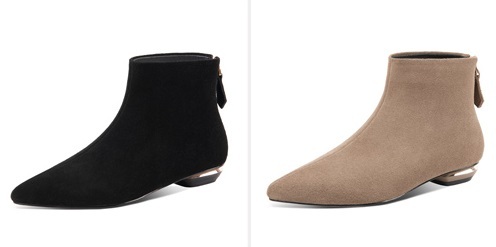 ショート ブーツ スエード PU レザー レディース 黒 無地 小さいサイズ 22.0cm 22.5cm ポインテッドトゥ アンクル  ローヒール 背面ジッパー ファスナー シンプル カジュアル 歩きやすい 履きやすい 定番 大人 可愛い きれいめ お洒落 通勤 通学 学生 お散歩 デート 春 秋 冬