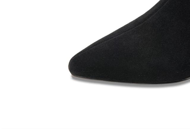 ショート ブーツ スエード PU レザー レディース 黒 無地 小さいサイズ 22.0cm 22.5cm ポインテッドトゥ アンクル  ローヒール 背面ジッパー ファスナー シンプル カジュアル 歩きやすい 履きやすい 定番 大人 可愛い きれいめ お洒落 通勤 通学 学生 お散歩 デート 春 秋 冬