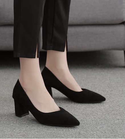 ハイヒール ハイヒール 7cmヒール 太ヒール ポインテッドトゥ 無地 オールシーズン 10代 20代 30代 40代 50代 レディース オフィス OL 学生 デイリー 22.5cm 23.0cm 23.5cm 24.0cm 24.5cm 25.0cm ブラックスエード ブラック オフホワイト