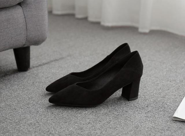 ハイヒール ハイヒール 7cmヒール 太ヒール ポインテッドトゥ 無地 オールシーズン 10代 20代 30代 40代 50代 レディース オフィス OL 学生 デイリー 22.5cm 23.0cm 23.5cm 24.0cm 24.5cm 25.0cm ブラックスエード ブラック オフホワイト