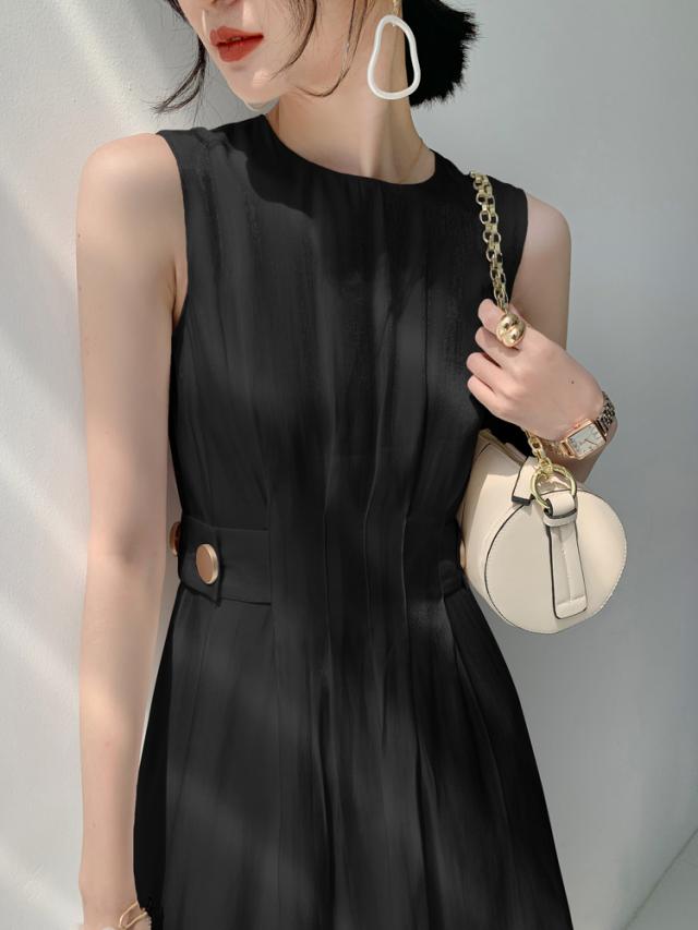 ワンピース ノースリーブ レディース 白 黒 きれいめ 小さい 大きい