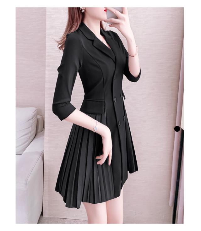 ワンピース ジャケット風 レディース 春 女子会 大きい サイズ 2XL 3XL オフィス スタイル ファーマル 韓国 無地 ジャケット風 五分袖 タイト かわいい 上品 リゾート お泊まり ビジネス 通学 10代 ダブルボタン 7分袖 細身 秋 大人 可愛い おしゃれ 旅行  OL デート 20代 ワンピース ジャケット風 レディース 春 女子会 大きい サイズ 2XL 3XL