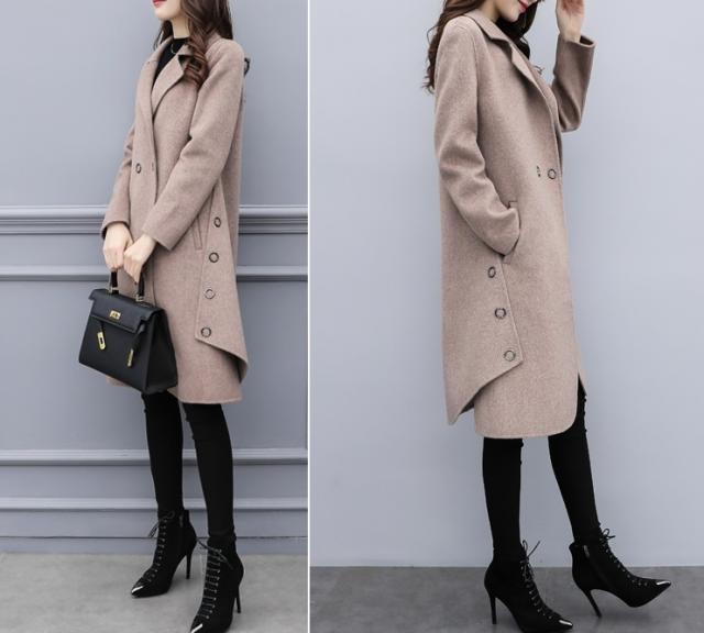 レディース アウター コート 厚め ロング スーツ襟 襟付き 長袖 袖あり