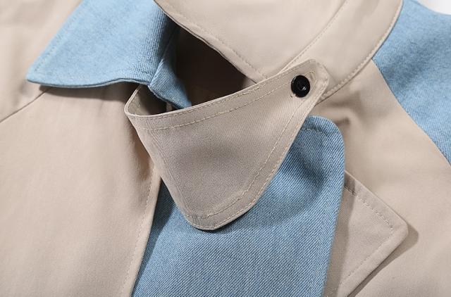 アウター トレンチコート デニム 異素材MIX ミドル丈 ダブルブレスト