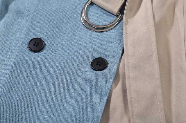 アウター トレンチコート デニム 異素材MIX ミドル丈 ダブルブレスト