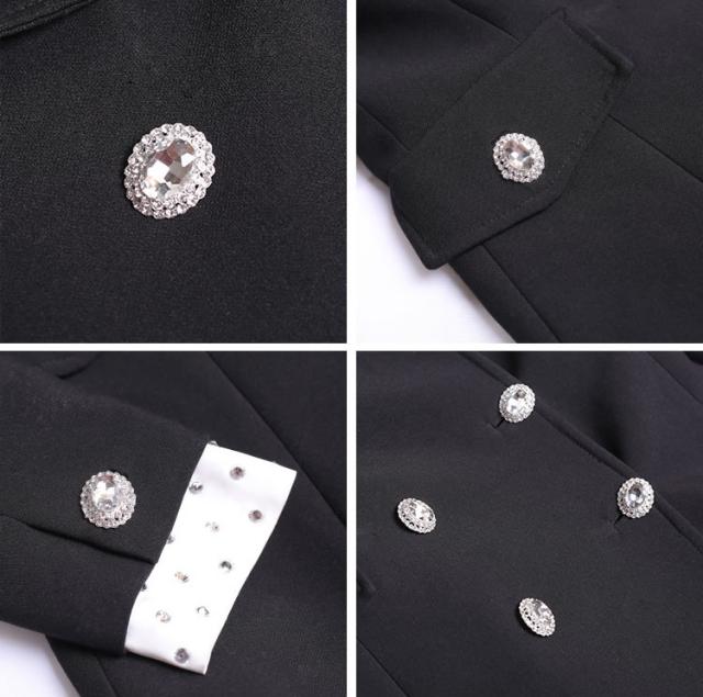 配色カフス付き ダブルボタン ジャケット レディース アウター 襟付き