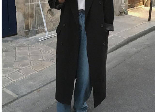 ロング厚地の外套 レディース ロング丈 春 秋 アウター 上衣 厚地の外套 ロング上衣 生あたたかい 長袖 Vのど頚 襟付き添い人 前食い違い ダブル 名取り草 成年者 好いたらしい 好いたらしいめ 分かりやすい 心地よい 着飾る こなれ感 無地 OL 通い 教え子 通学 会う約束 お出かけ 着回し 韓国 黒 黒いこと
