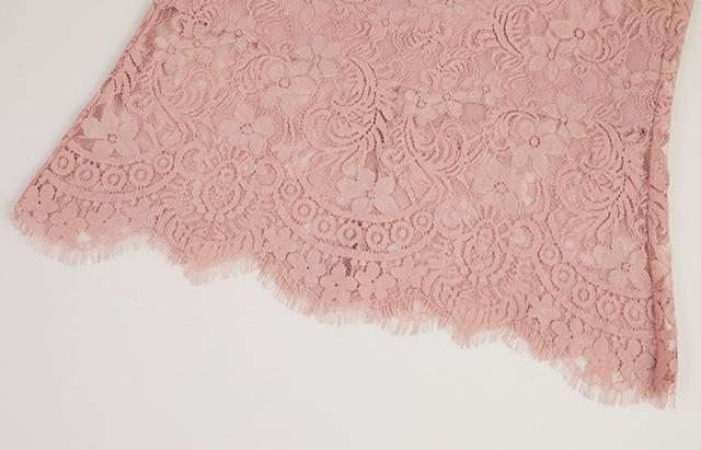 ワンピース レディース レース 花柄 七分袖 袖あり 透け感 ラウンド