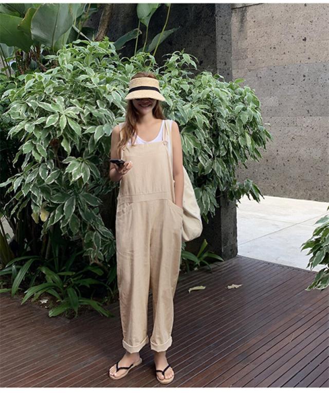 ワイド サロペット レディース 白 黒 パンツ ボトムス オールインワン オーバーオール シンプル カジュアル おしゃれ ゆったり 袖なし スクエアネック ワイド 綿 麻 大人 可愛い こなれ感 ラフ 無地 春 夏 学生 通学 デート お出かけ リゾート 女子会 休日 着回し 普段使いの通販は 5,442円