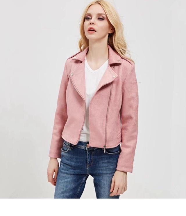 ライダースジャケット アウター レディース ショートコート ジップアップ ファスナー 前開き 長袖 Vネック 襟付き スウェード シンプル カジュアル 大人 かっこいい クール 上品 すっきり きれいめ メンズライク ボーイッシュ 普段使い デート 通勤 秋冬 春 黒 ピンク 茶色 ライダースジャケット アウター レディース ショートコート ジップ