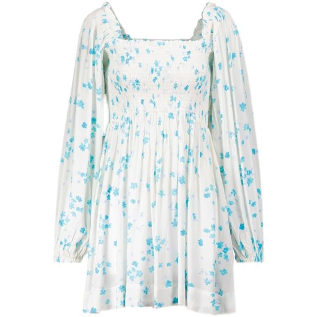 小花柄 シフォン ワンピース ワンピ シャーリング マイクロミニ