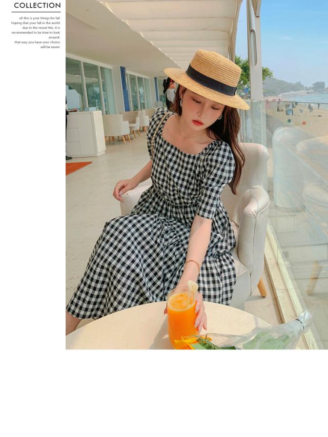 ギンガムチェック ティアード ワンピース レディース ミモレ丈 ロング