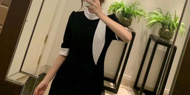 ワンピース レディース 半袖 膝下 ミドル丈 タイト スカート ボウタイ リボン パフスリーブ ドレス キャバ 大人 女子 おしゃれ 清楚 上品 エレガント クール フェミニン フォーマル 通勤 オフィス OL イベント パーティー 二次会 デート 発表会 ママコーデ 女子会 春 夏 無地_7