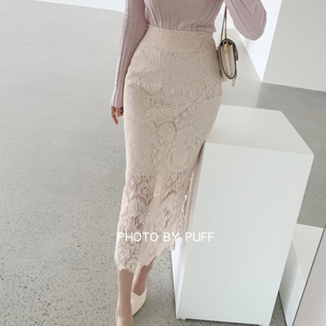 スカート ミモレ丈 レース 花柄 刺繍  春 夏 秋 ペンシルスカート 膝下 ボトムス ハイウエスト 透け感 裏地あり スリット スカラップ タイト 細身 大人 女子 上品 レディライク きれいめ フェミニン 通勤 オフィス OL ビジネス 学生 ママコーデ お呼ばれ デート 着回し 旅行