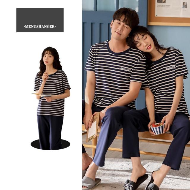 ルームウェア パジャマ 寝巻き Tシャツ パンツ トップス ボトムス 上下セット 2点セット ツーピース 半袖 袖あり ボーダー柄 ラウンドネック パンツ ズボン ロング丈 カップル お揃い ペア かわいい 可愛い おしゃれ お洒落 部屋着 お泊り デート 休日 旅行 男性用 女性用 レ ルームウェア パジャマ 寝巻き Tシャツ パンツ トップス ボトムス 上下