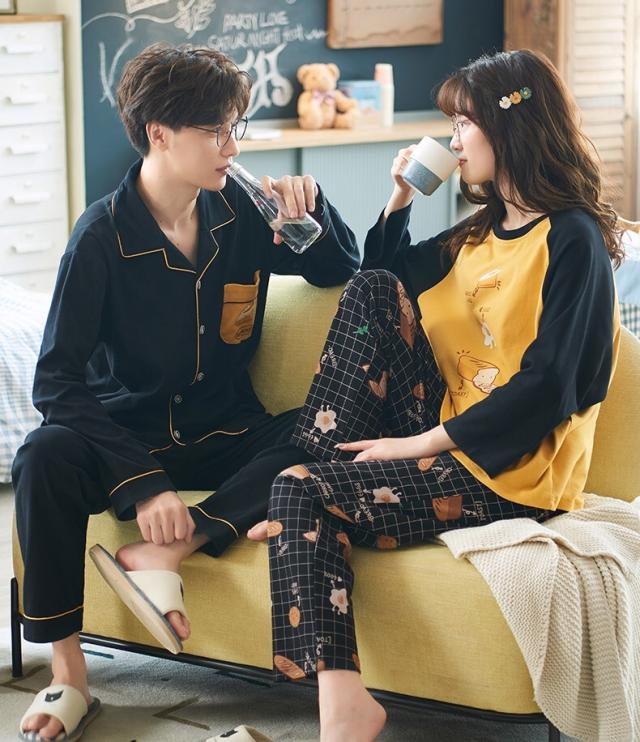 ペアパジャマ カップル メンズ レディース 上下 二組セット 男性用