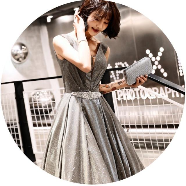 グリッター Vネック イブニングドレス ドレス パーティードレス ロング ロング丈 袖なし ノースリーブ Aライン 切り替えデザイン ハイウエスト かわいい 大人可愛い きれいめ 大人 上品 おしゃれ お洒落 大人女子 セクシー 主役級 存在感 エレガント ゴージャス 華やか ラメ 1_7