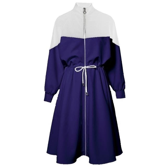 大きいサイズ ジップアップ 膝丈 ワンピース ひざ丈 袖あり 長袖 襟