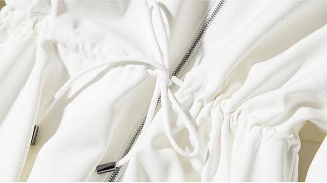 大きいサイズ ジップアップ 膝丈 ワンピース ひざ丈 袖あり 長袖 襟