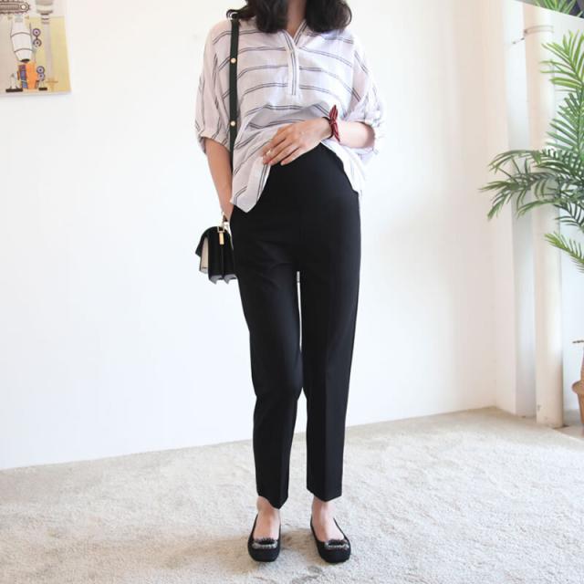 マタニティ 9分丈 テーパードパンツ ボトムス パンツ ズボン ポケット ハイウエスト ウエストゴム 伸縮性 薄手 厚手 きれいめ シンプル カジュアル 大人 おしゃれ お洒落 大人女子 無地 春 夏 秋 30代 40代 50代 レディース ママ 通勤 デート お出かけ 公園デビュー 女子会 休_3