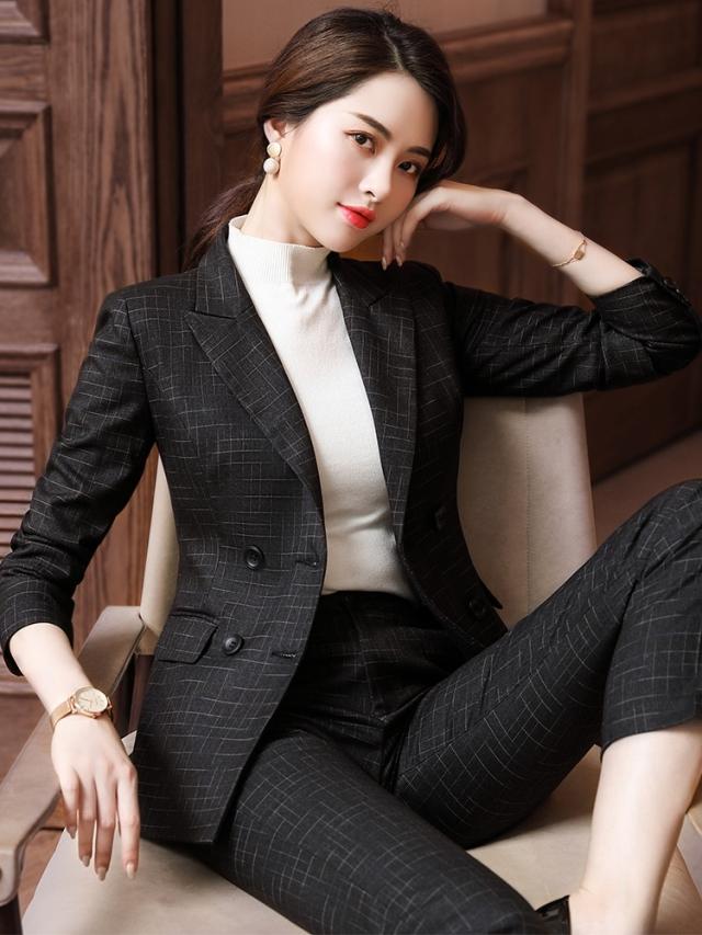 スーツ レディース パンツ スカート ジャケット セットアップ 長袖 袖あり 襟付き 前開き ズボン ロング ミニ丈 フロントボタン ポケット スリム チェック柄 シンプル フォーマル 通勤 通学 オフィス ビジネス OL 大きい サイズ 入学式 卒業式 オールシーズン