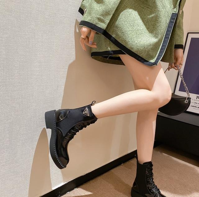 レースアップ ショートブーツ シューズ 靴 ブーツ 4cmヒール 厚底 太