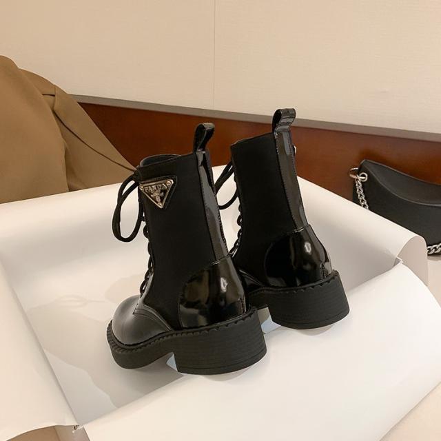 レースアップ ショートブーツ シューズ 靴 ブーツ 4cmヒール 厚底 太