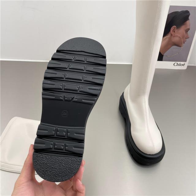 PU レザー ロングブーツ シューズ 靴 くつ クツ ブーツ ミドルブーツ 5cmヒール 厚底 ラウンドトゥ 歩きやすい 裏ボア 暖かい あったか 歩きやすい かわいい 大人可愛い シンプル カジュアル 大人 おしゃれ お洒落 無地 秋 冬 10代 20代 レディース 通勤 学生 通学 デート お_13
