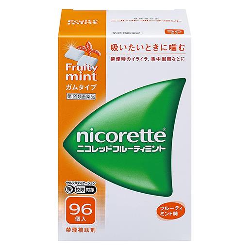 【指定第2類医薬品】 ニコレットフルーティミント 96個 - ジョンソン＆ジョンソン [セルフメディケーション税制対象] [禁煙補助剤/イライラ]
