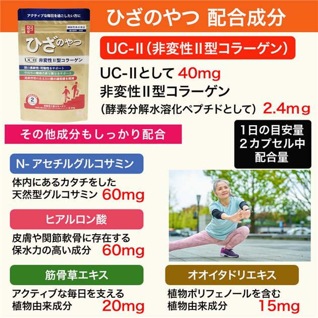 ココカラダ ひざのやつ 非変性2型コラーゲン UC-II [機能性表示食品] 90日分 60カプセル×3個セット - 健人 [ひざ関節/サプリ]_7