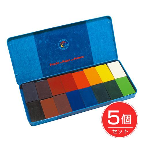 シュトックマー みつろうブロッククレヨン 16色缶×5個セット - おもちゃ箱