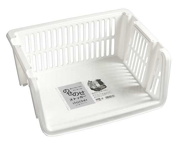 ストッカー のせのせストッカー よこ型 ホワイト 38.4×31×高さ16cmの