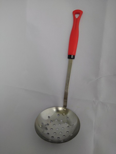 穴あきお玉 スリムタイプ ステンレス製 全長28cm (100円ショップ 穴あきお玉 スリムタイプ ステンレス製 全長28cm (100円ショップ