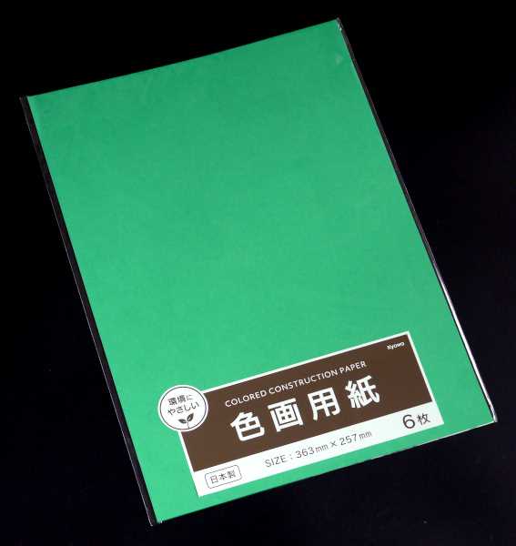 色画用紙 みどり 36.3×25.7cm 6枚入 (100円ショップ 100円均一