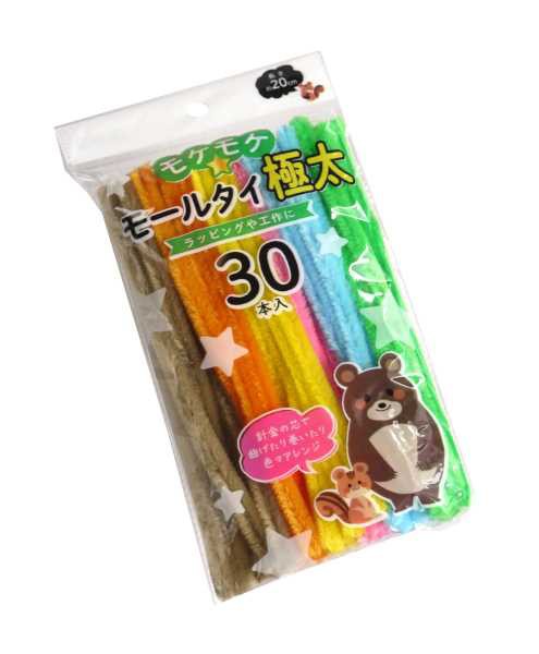 モケモケ極太モールタイ 20cm 30本入 (100円ショップ 100円均一 100