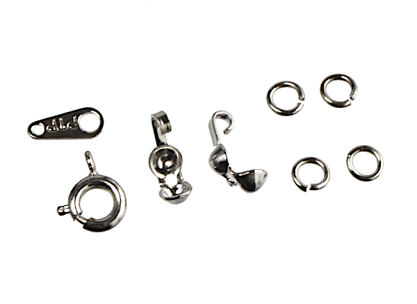 ヒキワ9㎜3個 ダルマカン(大)3個 丸カン7個付き シルバーカラー